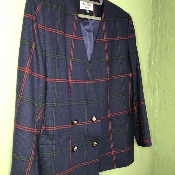 Vintage 1980s Le Suit Brown Plaid Plus SIze Blazer
